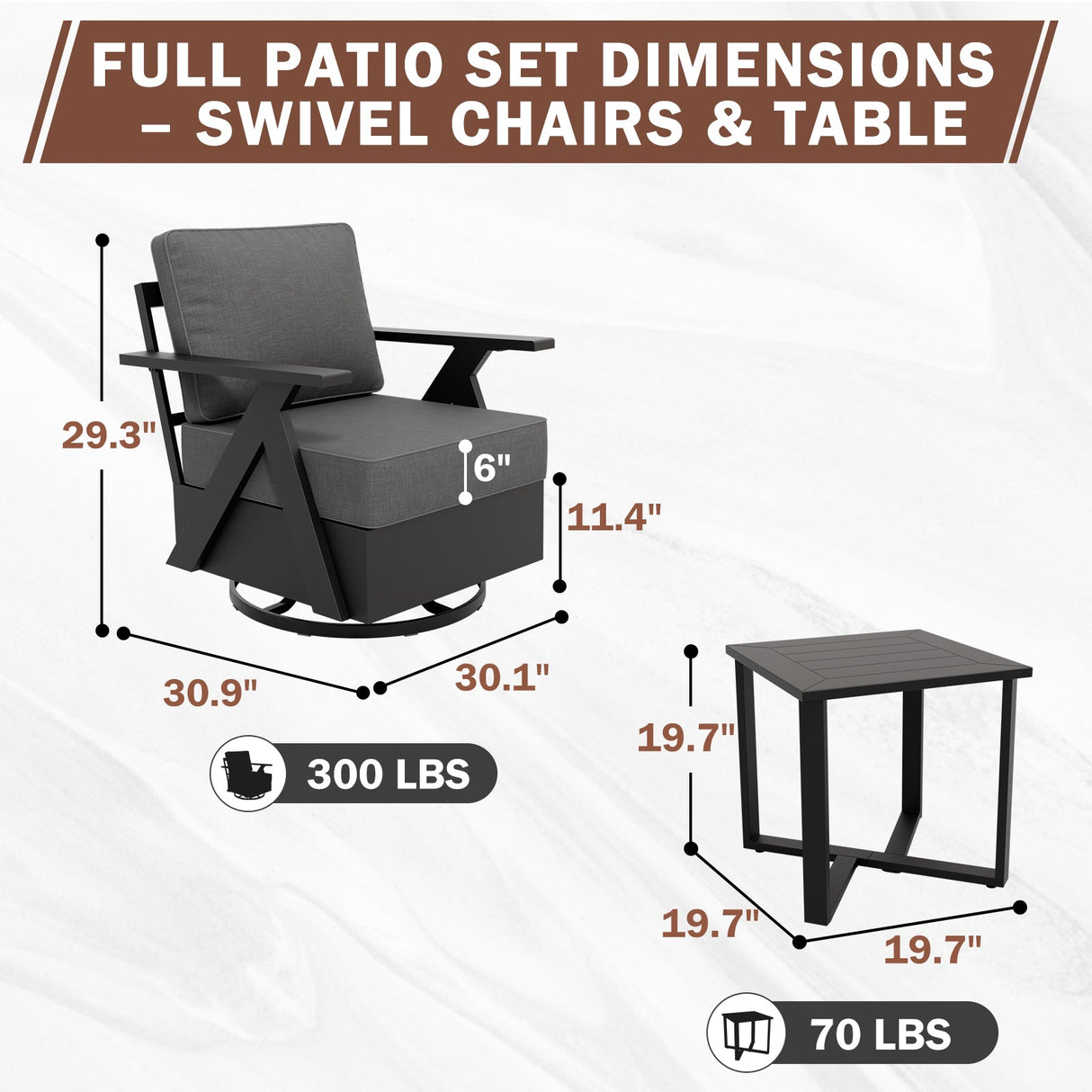 Urban Slate 3 Piece Outdoor Bistro Set, Black/Beige, Black/Gray - Eagle Peak Custom Canopy Tent