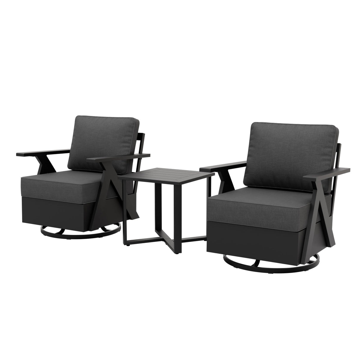 Urban Slate 3 Piece Outdoor Bistro Set, Black/Beige, Black/Gray - Eagle Peak Custom Canopy Tent