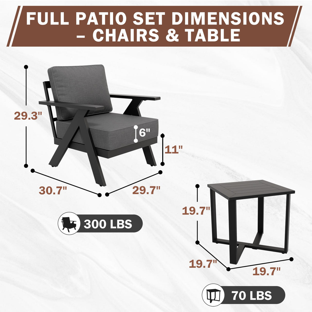 Urban Slate 3 Piece Outdoor Bistro Set, Black/Beige, Black/Gray - Eagle Peak Custom Canopy Tent