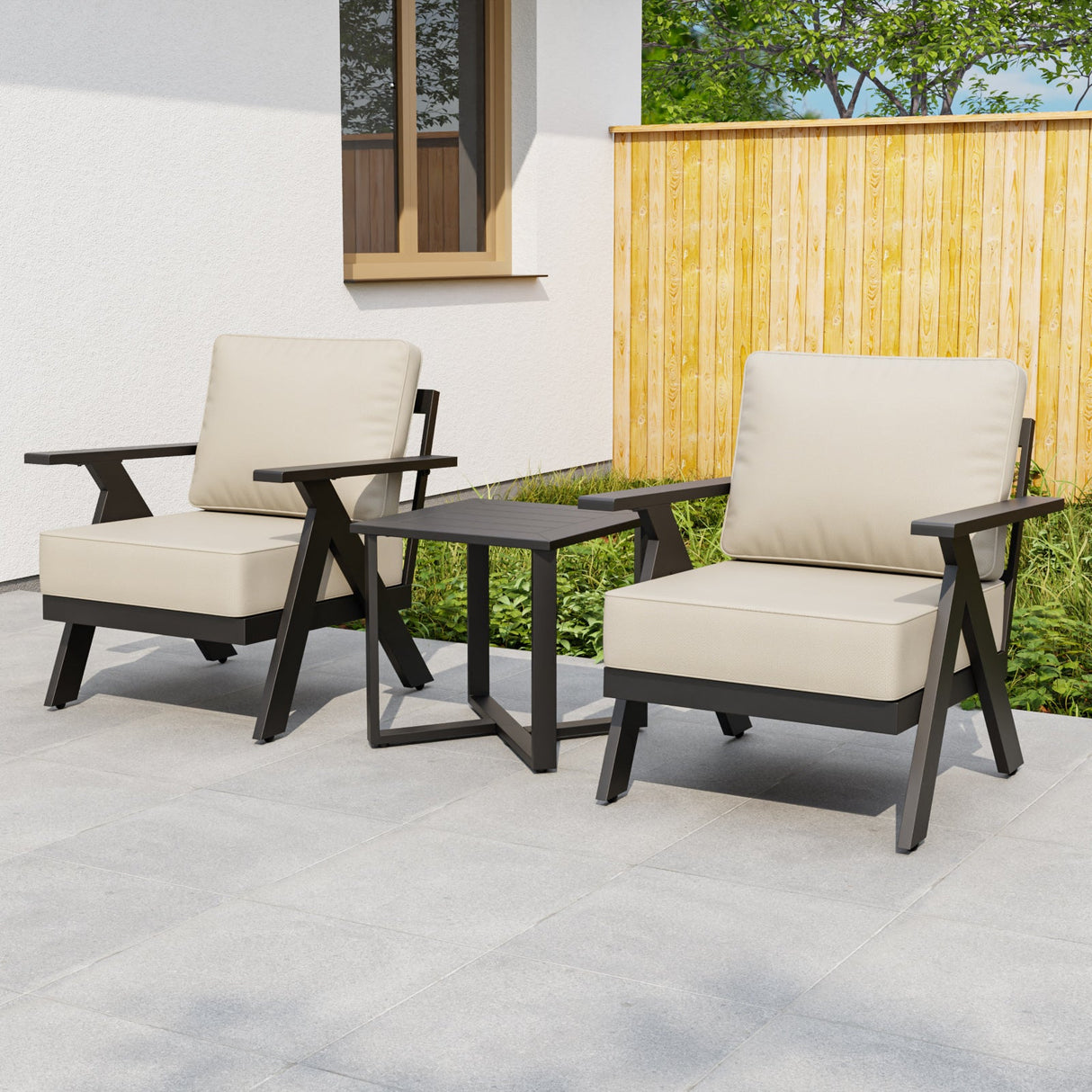 Urban Slate 3 Piece Outdoor Bistro Set, Black/Beige, Black/Gray - Eagle Peak Custom Canopy Tent