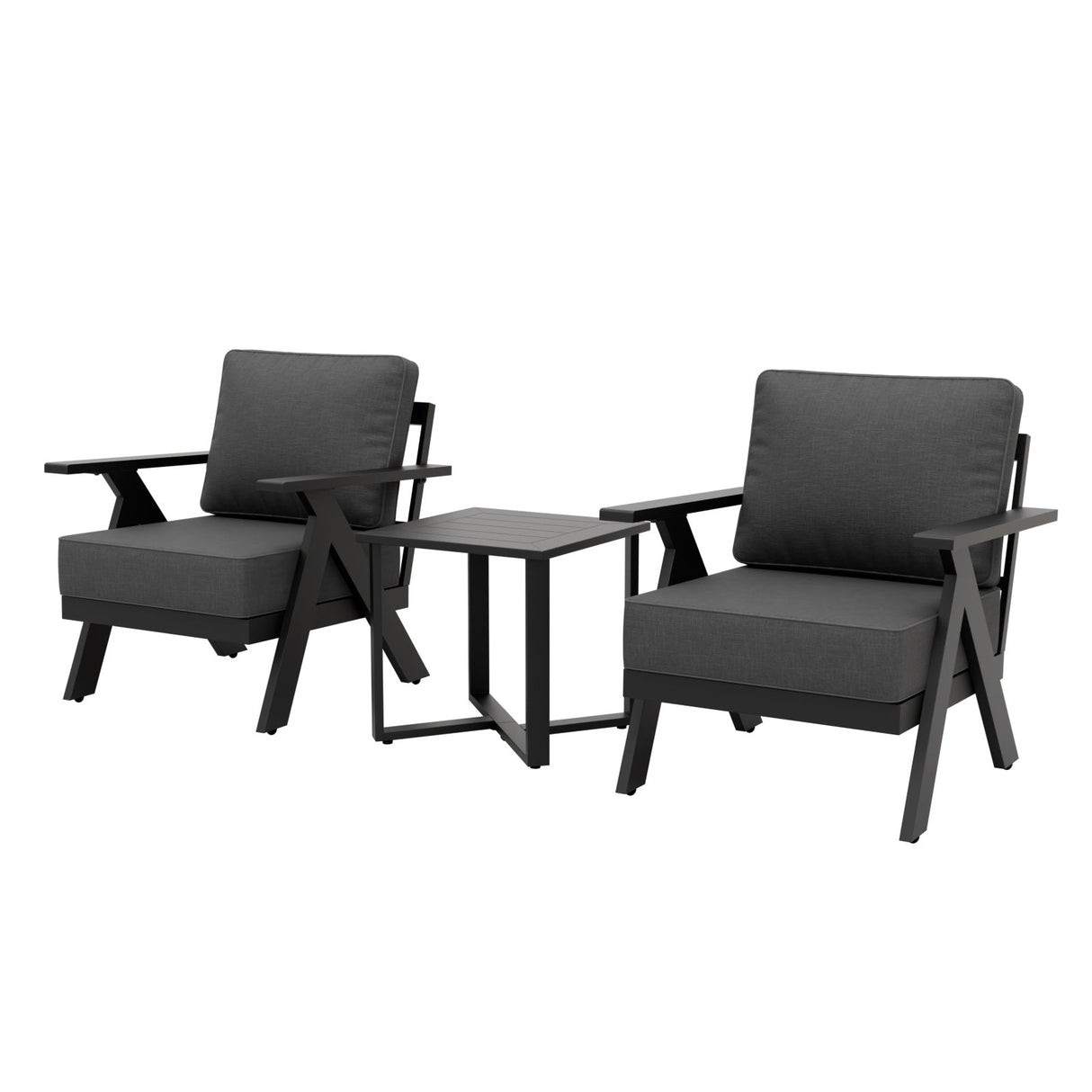Urban Slate 3 Piece Outdoor Bistro Set, Black/Beige, Black/Gray - Eagle Peak Custom Canopy Tent