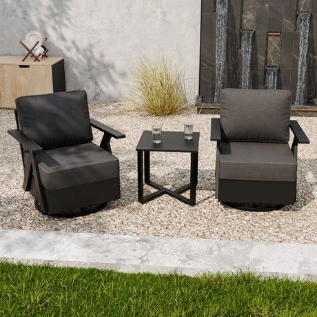 Urban Slate 3 Piece Outdoor Bistro Set, Black/Beige, Black/Gray - Eagle Peak Custom Canopy Tent