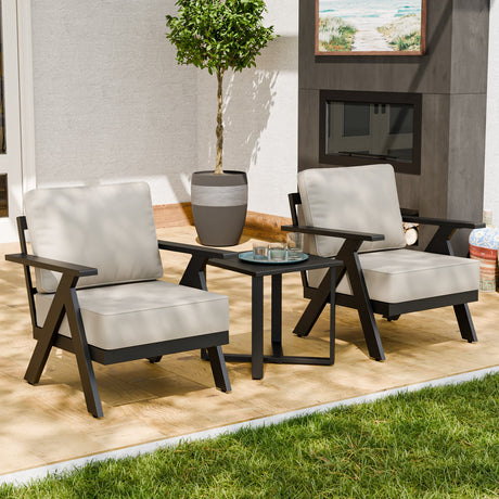 Urban Slate 3 Piece Outdoor Bistro Set, Black/Beige, Black/Gray - Eagle Peak Custom Canopy Tent