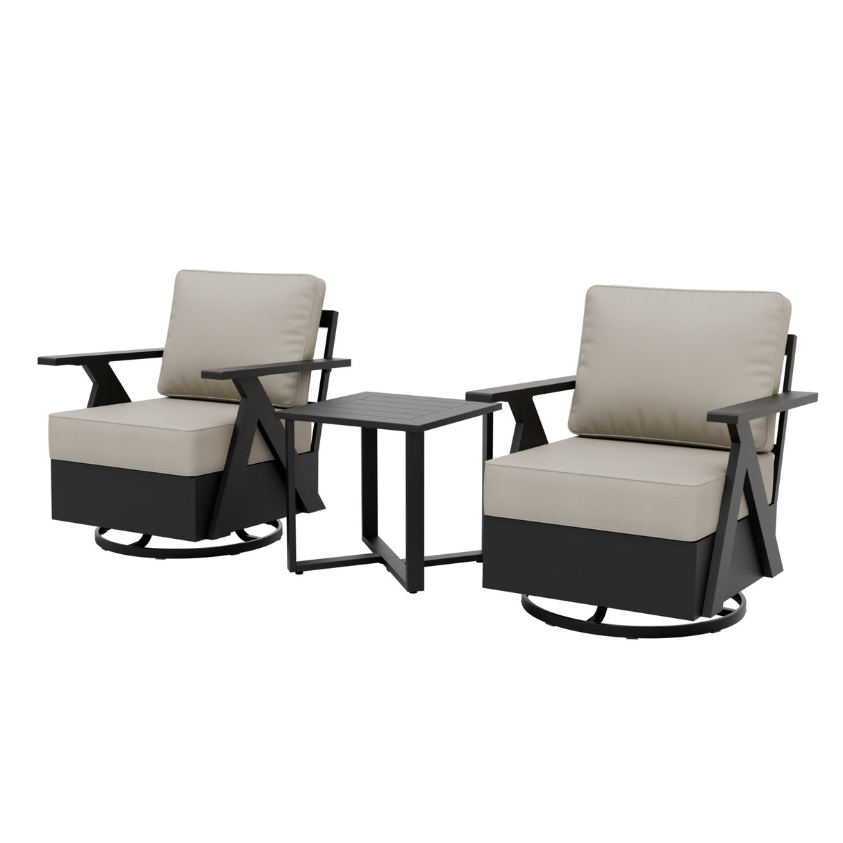 Urban Slate 3 Piece Outdoor Bistro Set, Black/Beige, Black/Gray - Eagle Peak Custom Canopy Tent