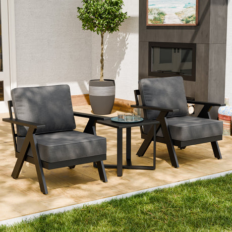 Urban Slate 3 Piece Outdoor Bistro Set, Black/Beige, Black/Gray - Eagle Peak Custom Canopy Tent