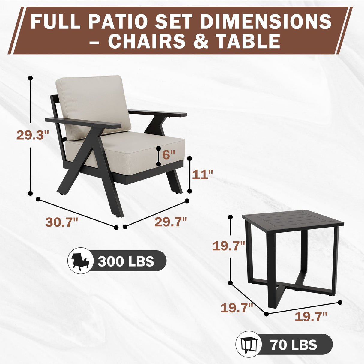 Urban Slate 3 Piece Outdoor Bistro Set, Black/Beige, Black/Gray - Eagle Peak Custom Canopy Tent