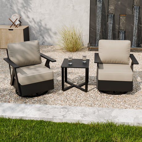 Urban Slate 3 Piece Outdoor Bistro Set, Black/Beige, Black/Gray - Eagle Peak Custom Canopy Tent