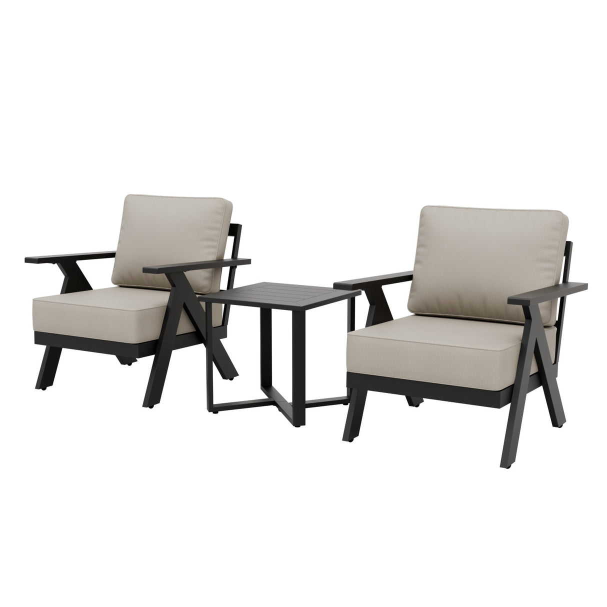 Urban Slate 3 Piece Outdoor Bistro Set, Black/Beige, Black/Gray - Eagle Peak Custom Canopy Tent