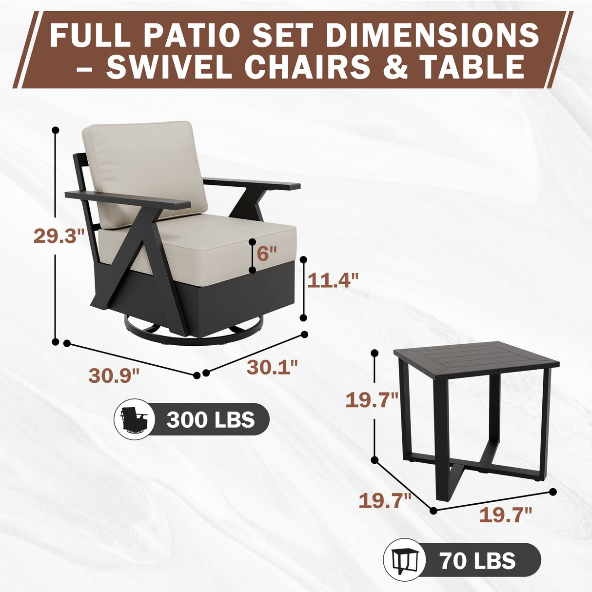 Urban Slate 3 Piece Outdoor Bistro Set, Black/Beige, Black/Gray - Eagle Peak Custom Canopy Tent