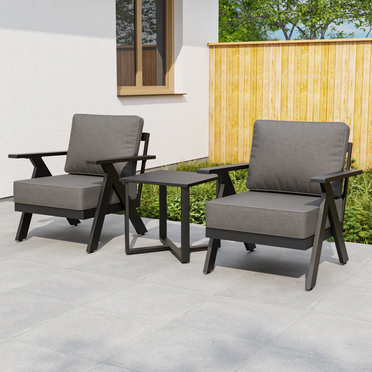 Urban Slate 3 Piece Outdoor Bistro Set, Black/Beige, Black/Gray - Eagle Peak Custom Canopy Tent