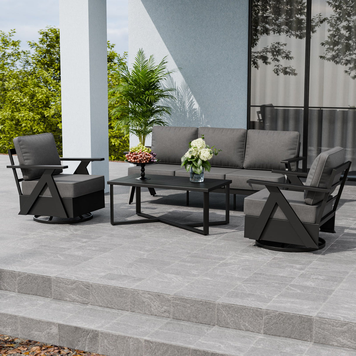 Urban Slate 4 Piece Modern Outdoor Patio Furniture Set - Eagle Peak Custom Canopy Tent