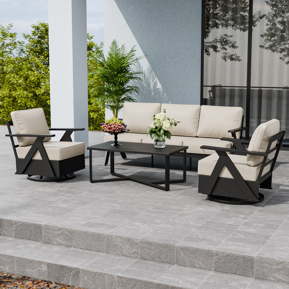 Urban Slate 4 Piece Modern Outdoor Patio Furniture Set - Eagle Peak Custom Canopy Tent