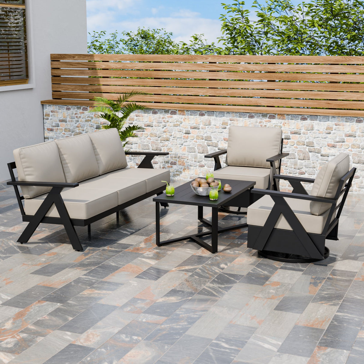 Urban Slate 4 Piece Modern Outdoor Patio Furniture Set - Eagle Peak Custom Canopy Tent