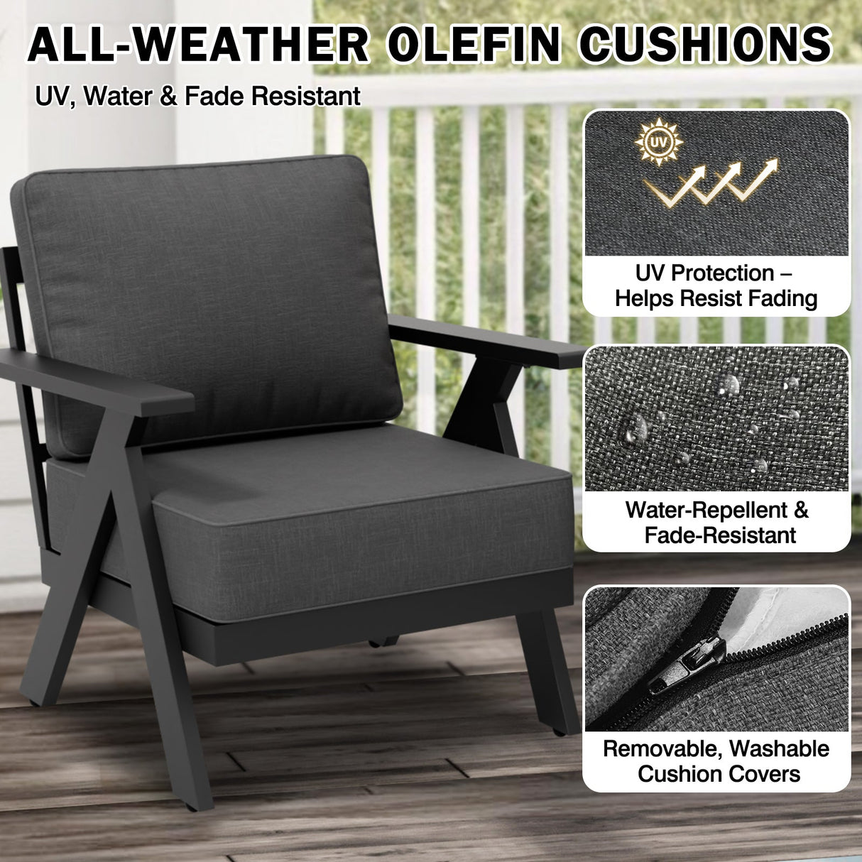 Urban Slate 4 Piece Modern Outdoor Patio Furniture Set - Eagle Peak Custom Canopy Tent
