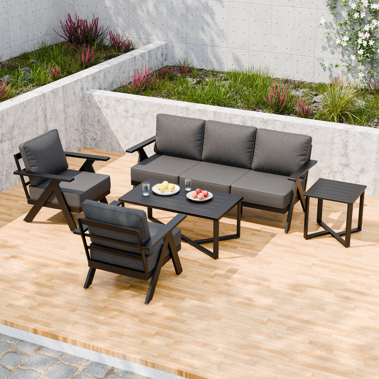 Urban Slate 5 Piece Modern Outdoor Patio Furniture Set - Eagle Peak Custom Canopy Tent