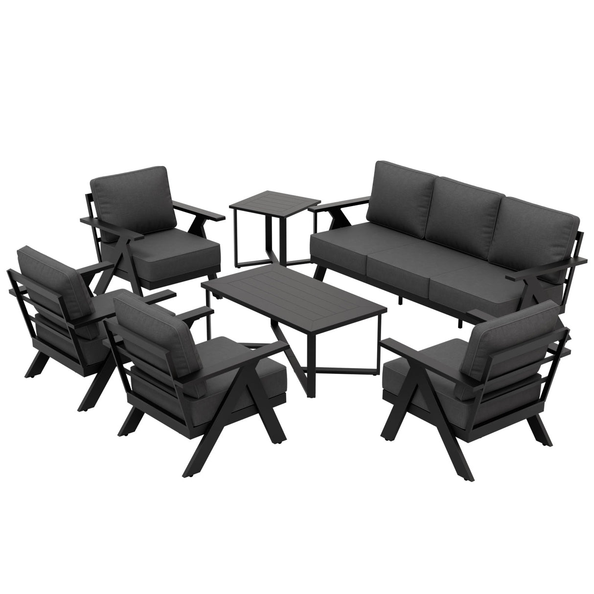 Urban Slate 7 Piece Modern Outdoor Patio Furniture Set - Eagle Peak Custom Canopy Tent