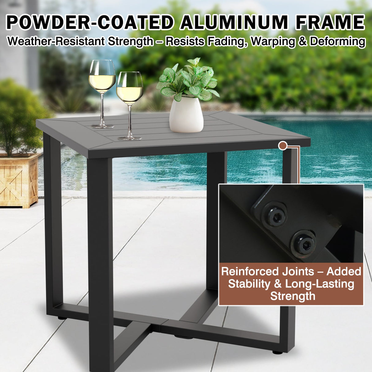 Urban Slate Modern Outdoor Coffee Table/Side Table, Black - Eagle Peak Custom Canopy Tent