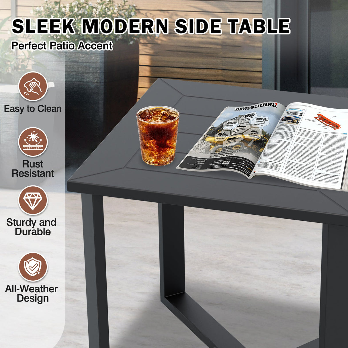 Urban Slate Modern Outdoor Coffee Table/Side Table, Black - Eagle Peak Custom Canopy Tent