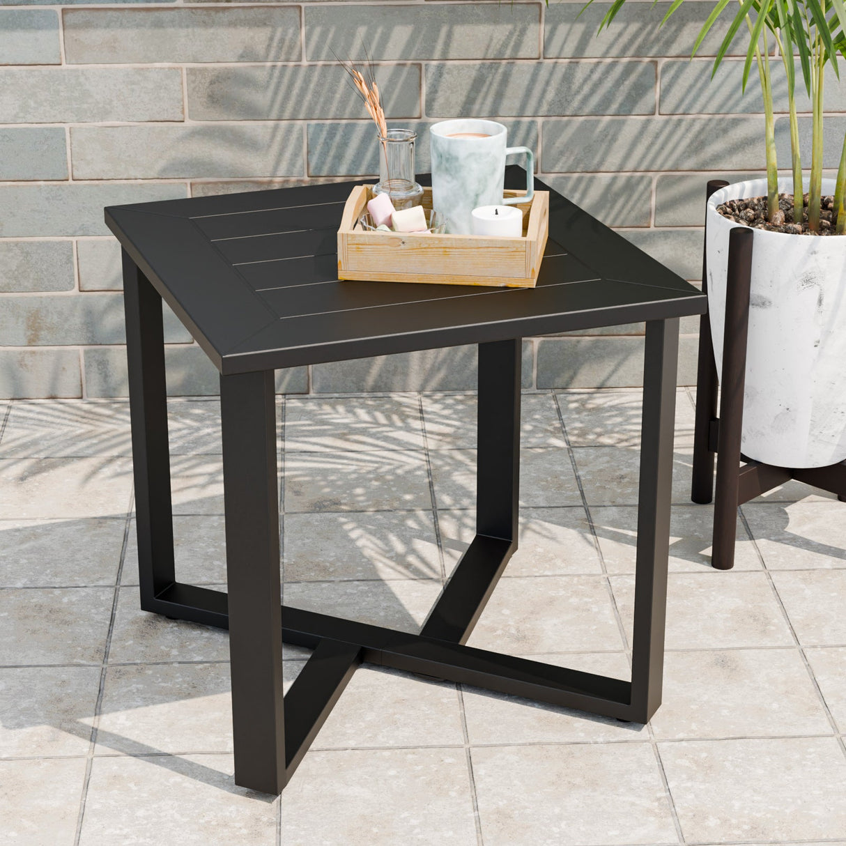 Urban Slate Modern Outdoor Coffee Table/Side Table, Black - Eagle Peak Custom Canopy Tent