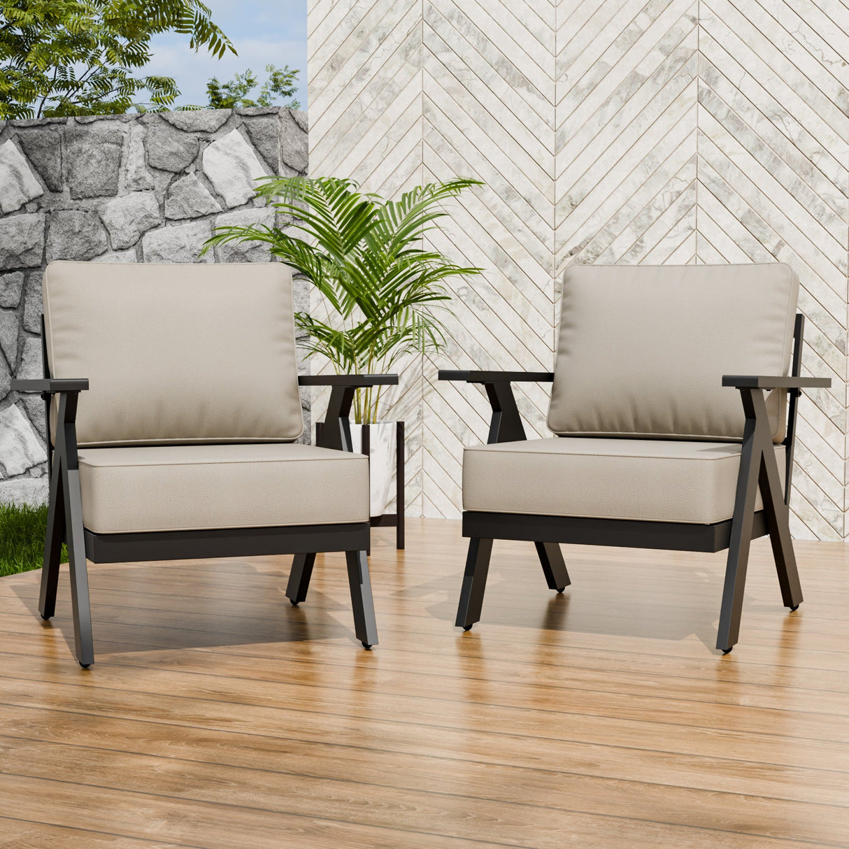 Urban Slate Modern Patio Accent Chair Set of 2/4 - Eagle Peak Custom Canopy Tent