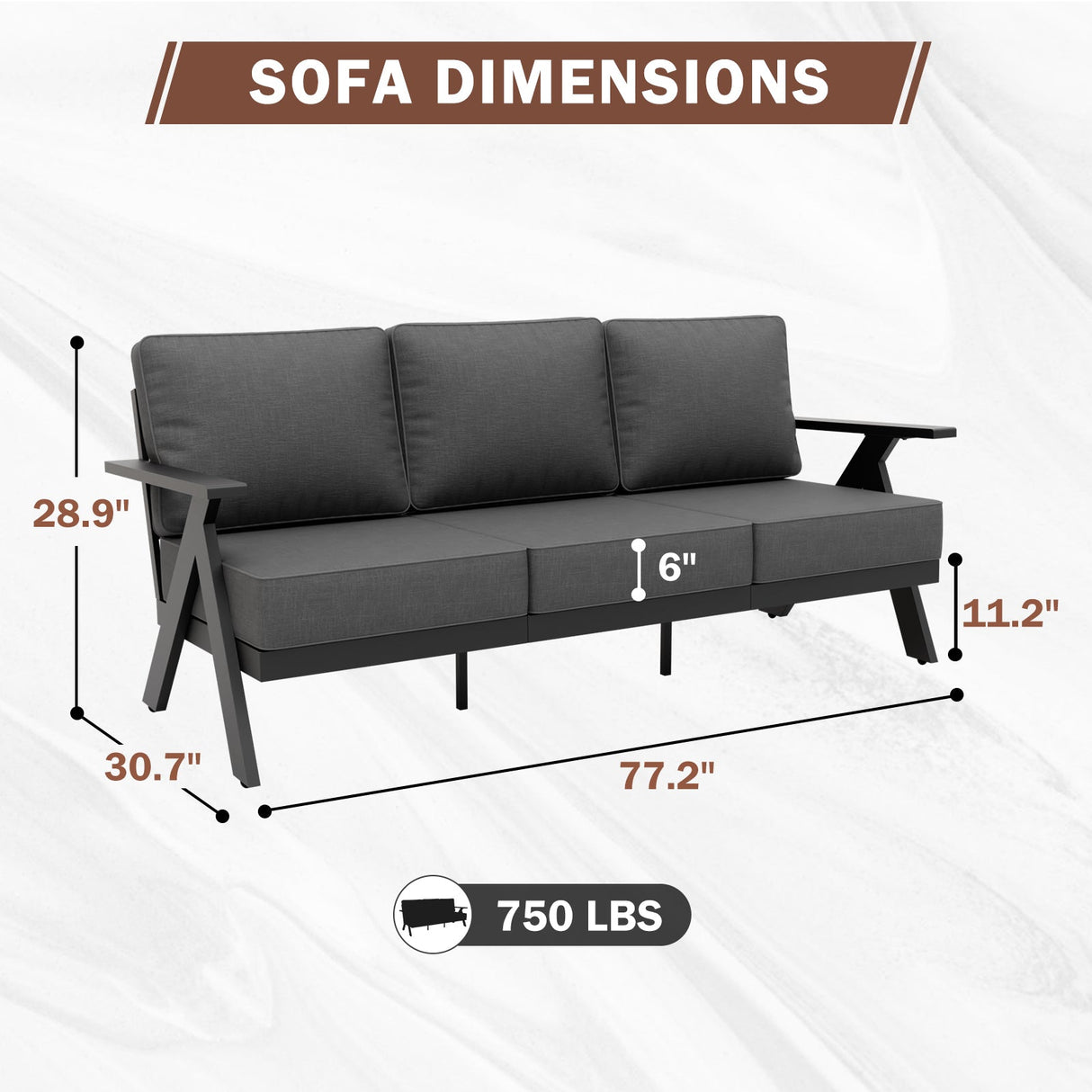 Urban Slate Modern Patio Couch Outdoor Sofa - Eagle Peak Custom Canopy Tent