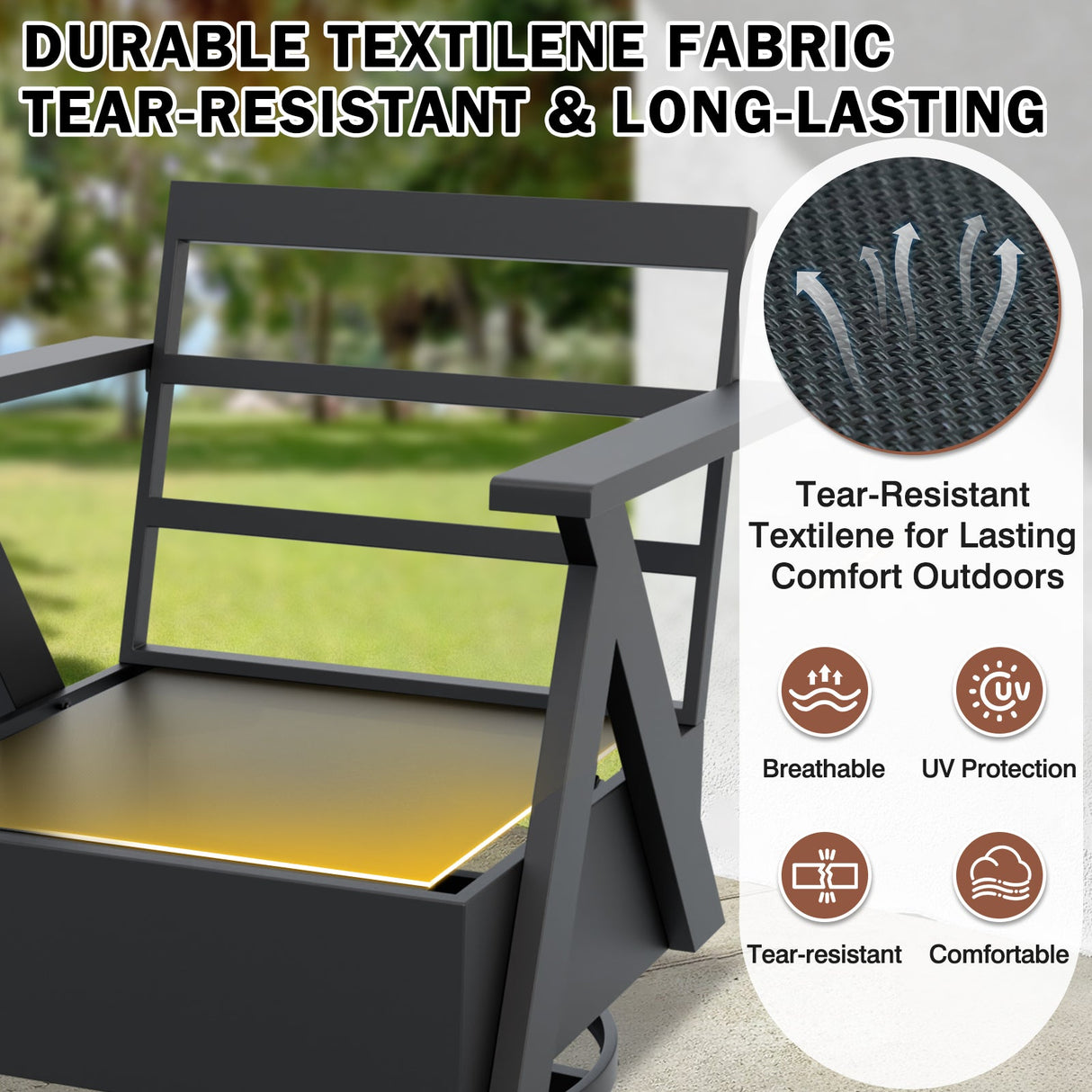 Urban Slate Modern Swivel Rocker Patio Chair Set of 2/4, Black/Beige - Eagle Peak Custom Canopy Tent