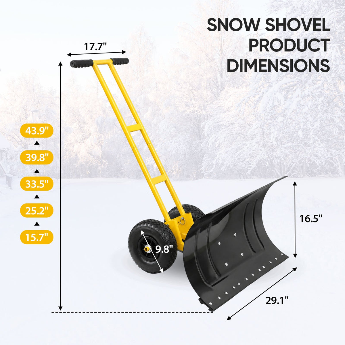 Wheeled Snow Shovel, Single Rod Plow, Single/Dual Rod - Eagle Peak®