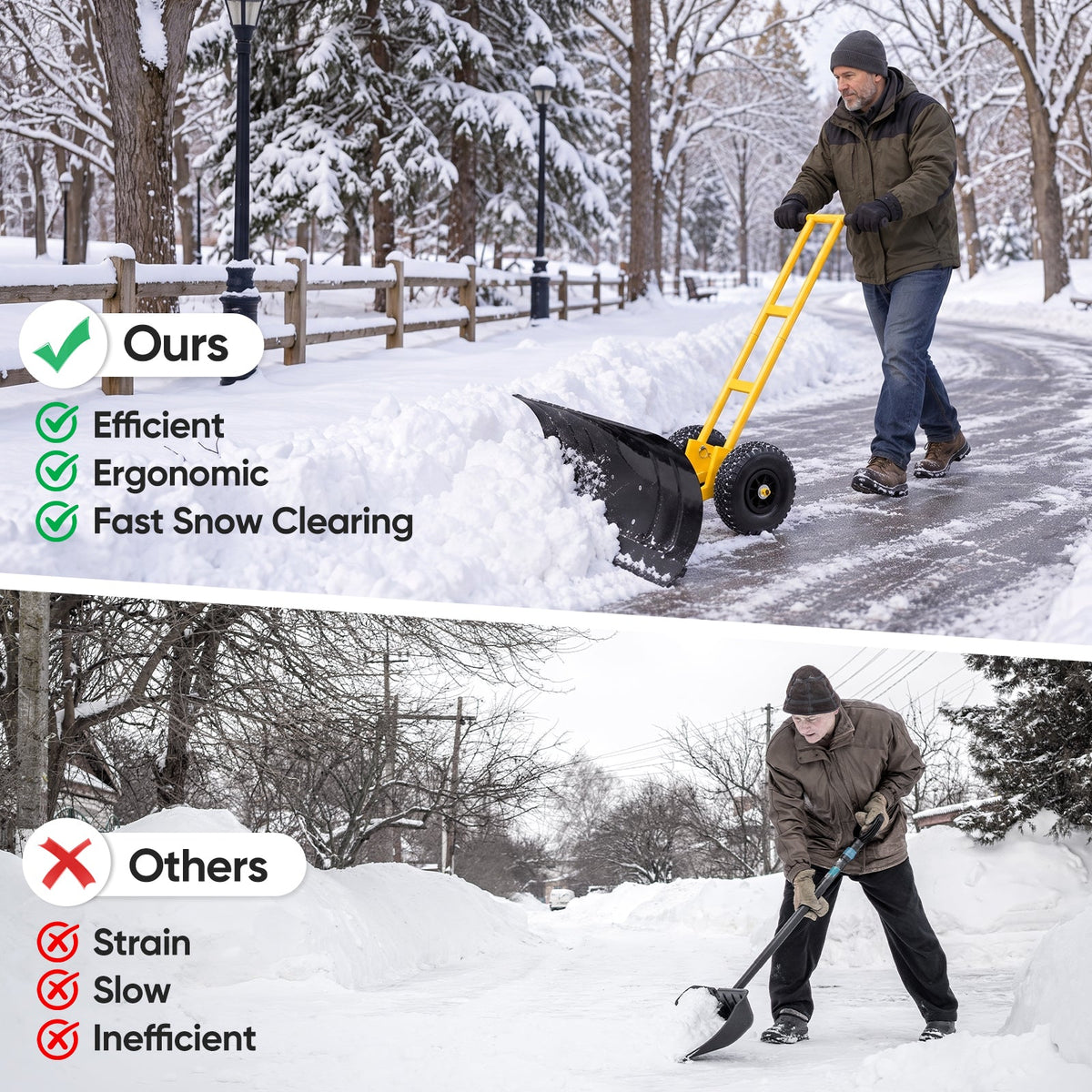 Wheeled Snow Shovel, Single Rod Plow, Single/Dual Rod - Eagle Peak®