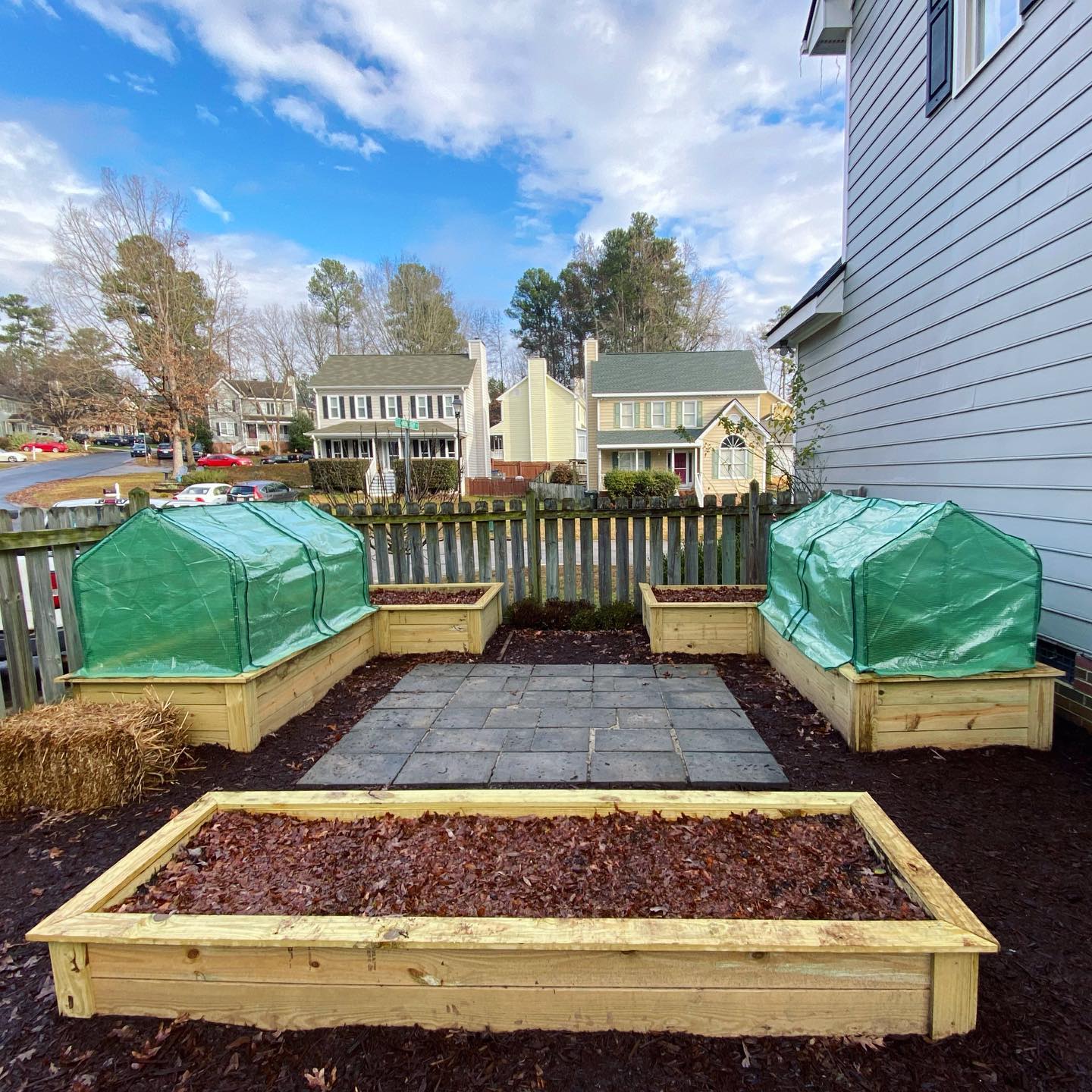 @Carolina_Garden_Coaching (IG) Custom Backyard Raised Garden Beds using Eagle Peak Mini Greenhouse as Winter Covers - Eagle Peak Canopy and Outdoor Products