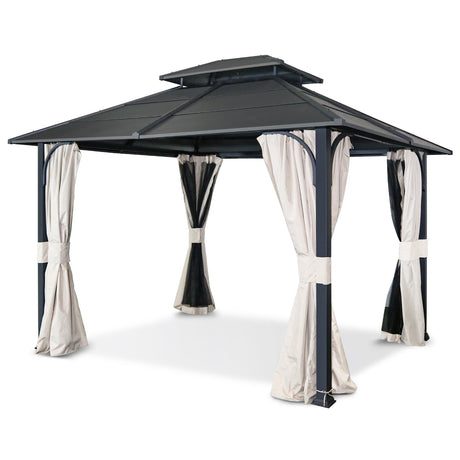 10 x 12 ft. Double Roof Hardtop Gazebo_HTDH120-BLK - Eagle Peak Canopy and Outdoor Products