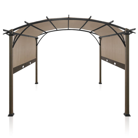 11.4' x 11.4' Pergola with Textilene Canopy_PG127TEX-BGE - Eagle Peak Canopy and Outdoor Products