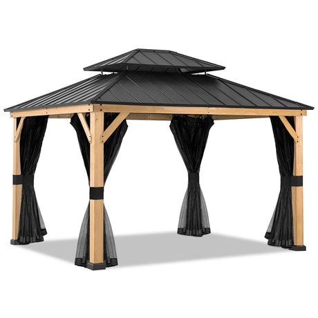 13x11 Double Roof Hardtop Wood Gazebo_WGD120SN - Eagle Peak Canopy and Outdoor Products