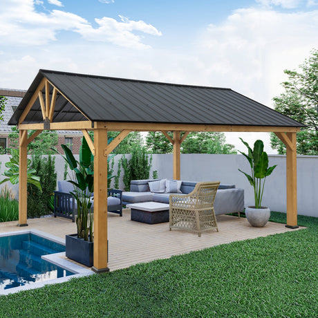 13x15 Wood Gazebo With Gable Roof_WG168 - Eagle Peak Canopy and Outdoor Products