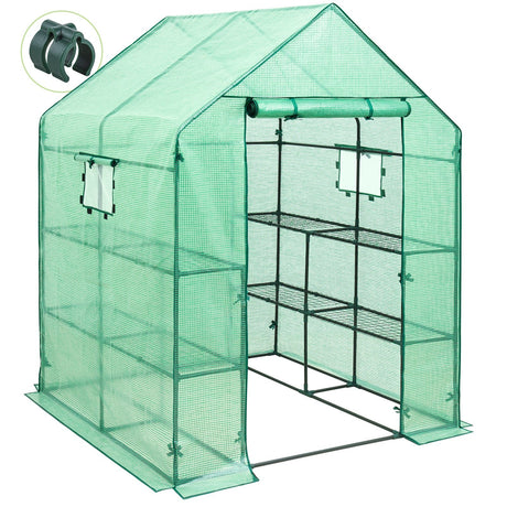 57'' x 57'' x 77'' Greenhouse 2 Tiers 8 Shelves_GHS22 - Eagle Peak Canopy and Outdoor Products