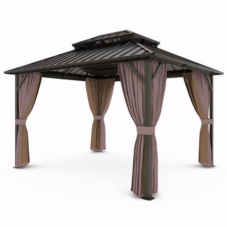 EAGLE PEAK 10x12 Hardtop Aluminum Gazebo_OAG120MW-C-BRN - Eagle Peak Canopy and Outdoor Products