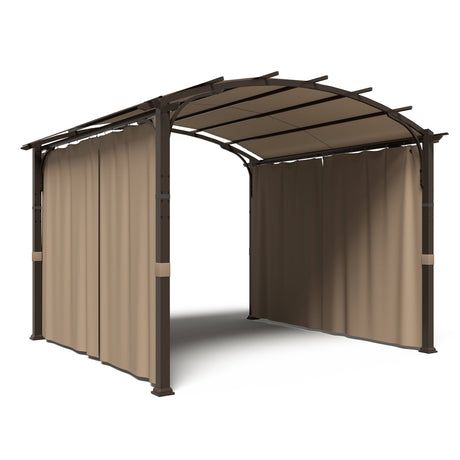 EAGLE PEAK 11x11 Outdoor Arched Top Pergola with Sidewalls_ATPG121TEX-TAN - Eagle Peak Canopy and Outdoor Products