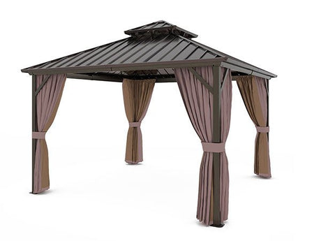 EAGLE PEAK 12x12 Hardtop Aluminum Gazebo_OAG144MW-C-BRN - Eagle Peak Canopy and Outdoor Products