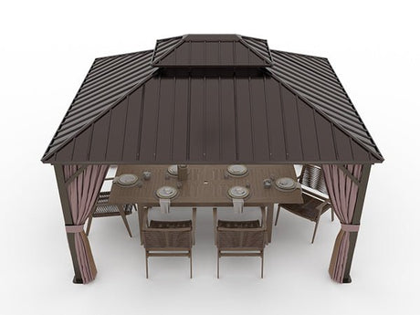 EAGLE PEAK 12x14 Hardtop Aluminum Gazebo_OAG168MW-C-BRN - Eagle Peak Canopy and Outdoor Products