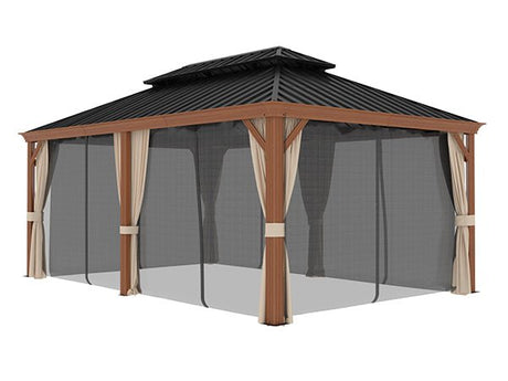 EAGLE PEAK 12x16 Hardtop Aluminum Gazebo_MAG216MW-W-BLK - Eagle Peak Canopy and Outdoor Products