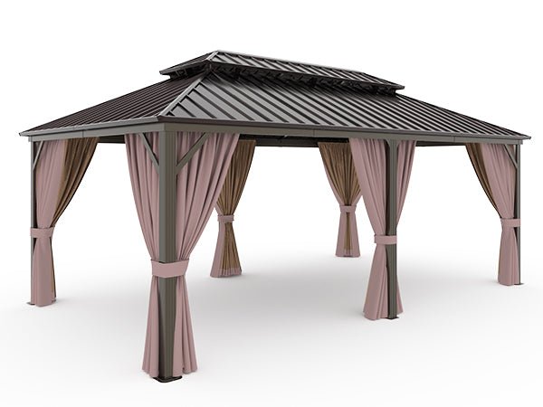 EAGLE PEAK 12x20 Hardtop Aluminum Gazebo_OAG240MW-C-BRN - Eagle Peak Canopy and Outdoor Products