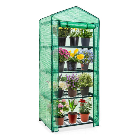 Mini Greenhouse with Wire Shelves_GHMN-GRN-AZ - Eagle Peak Custom Canopy Tent