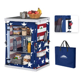 Outdoor Camping Pop Up Folding Table with Large 3-Tier Storage Organizer and Side Pockets