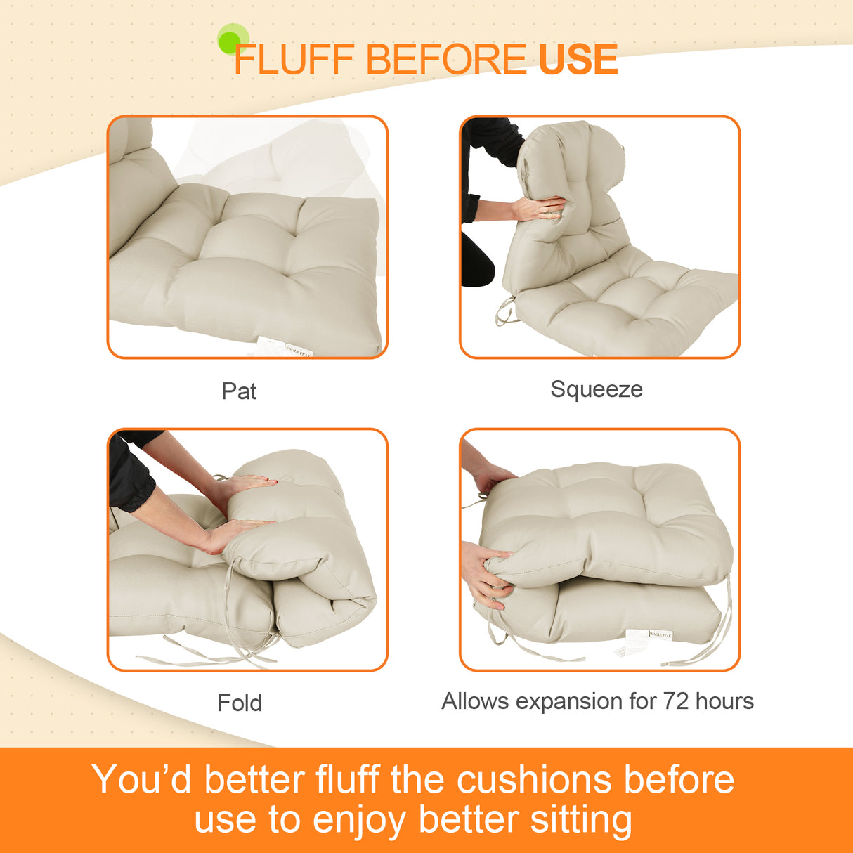 Tufted Outdoor/Indoor Seat/Back Chair Cushion, Set of 2, 42'' x 21''