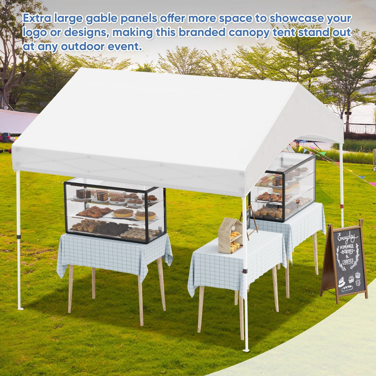 10x10 Commercial Canopy with Gable Roof, White - Eagle Peak Custom Canopy Tent