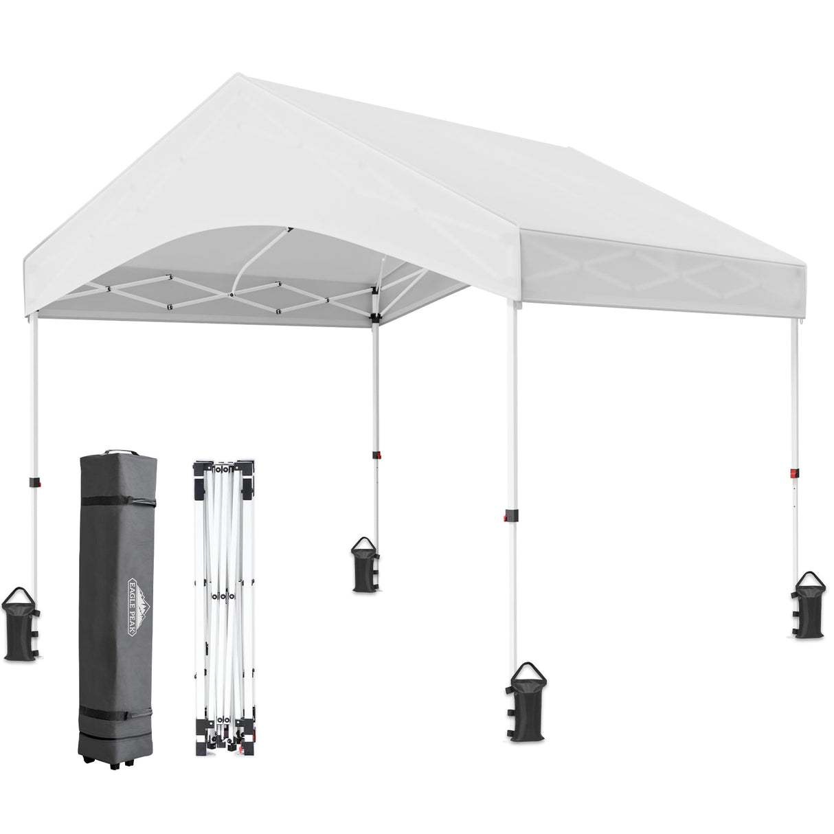 10x10 Commercial Canopy with Gable Roof, White - Eagle Peak®