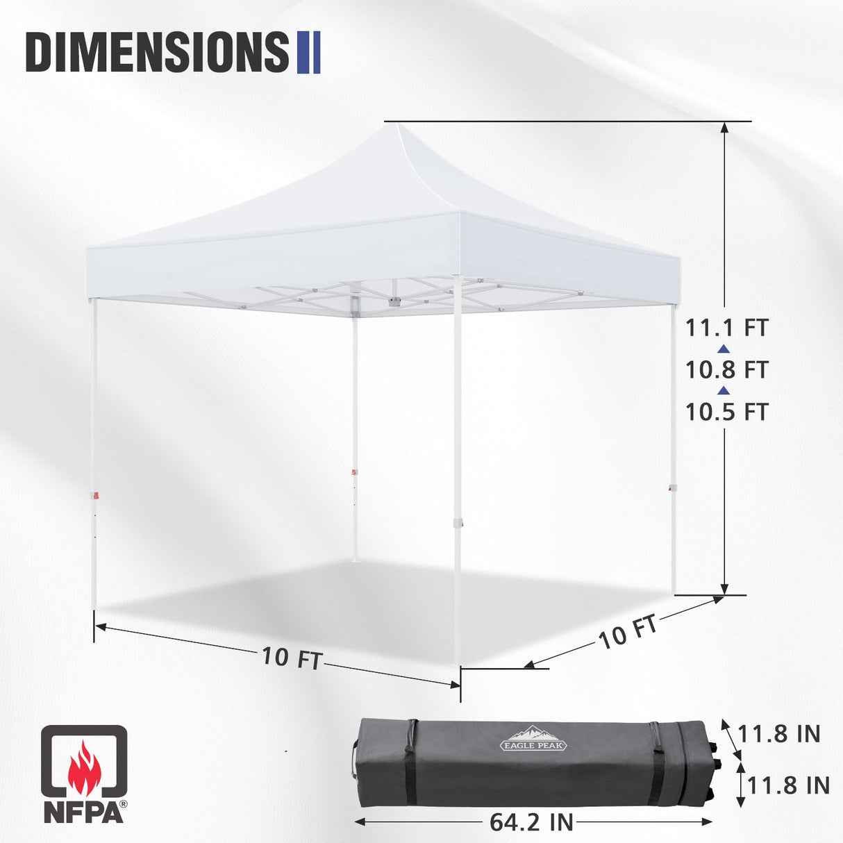 10x10 Commercial Canopy with High Peak, White - Eagle Peak®