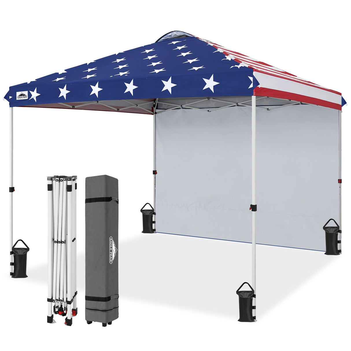 10X10 COMMERCIAL POP UP CANOPY TENT WITH ONE DETACHABLE SIDEWALL - Eagle Peak Custom Canopy Tent