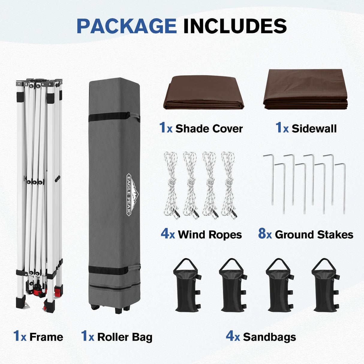 10x10 Commercial Pop up Canopy with 1 Sidewall - Eagle Peak®