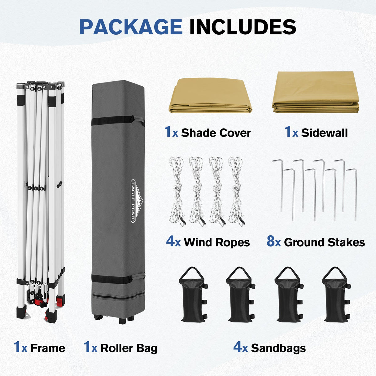10x10 Commercial Pop up Canopy with 1 Sidewall - Eagle Peak®