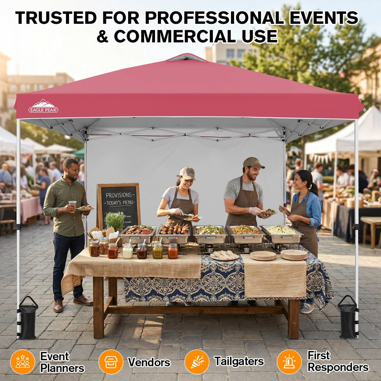10x10 Commercial Pop up Canopy with 1 Sidewall - Eagle Peak®